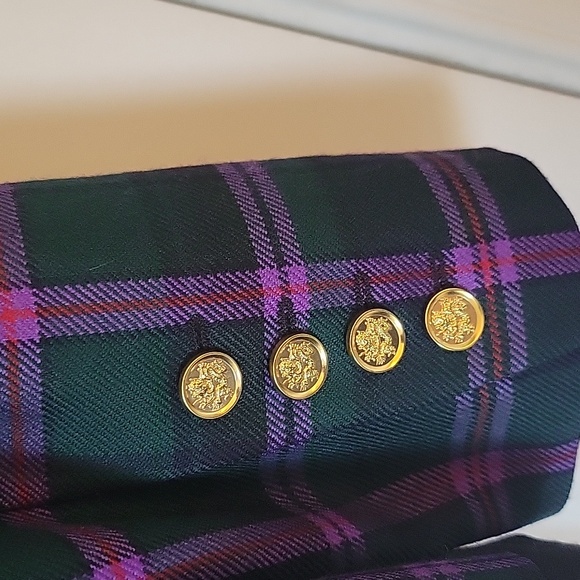 Smythe Blazer Green Purple Red Black Plaid Fits Like 12 - Picture 10 of 10